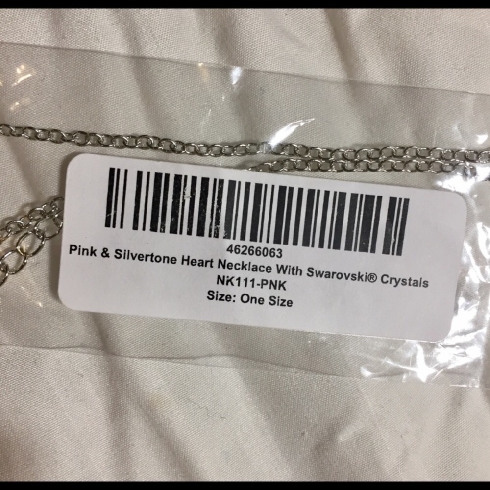 Silver “Pink 💗 in a Bottle” Necklace w/ Crystals - Picture 3 of 3